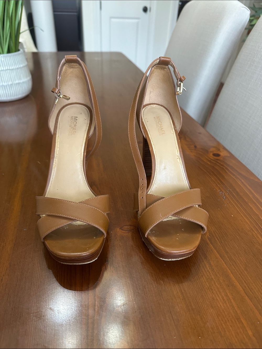 MICHAEL Michael Kors Brown Leather Platform Heels